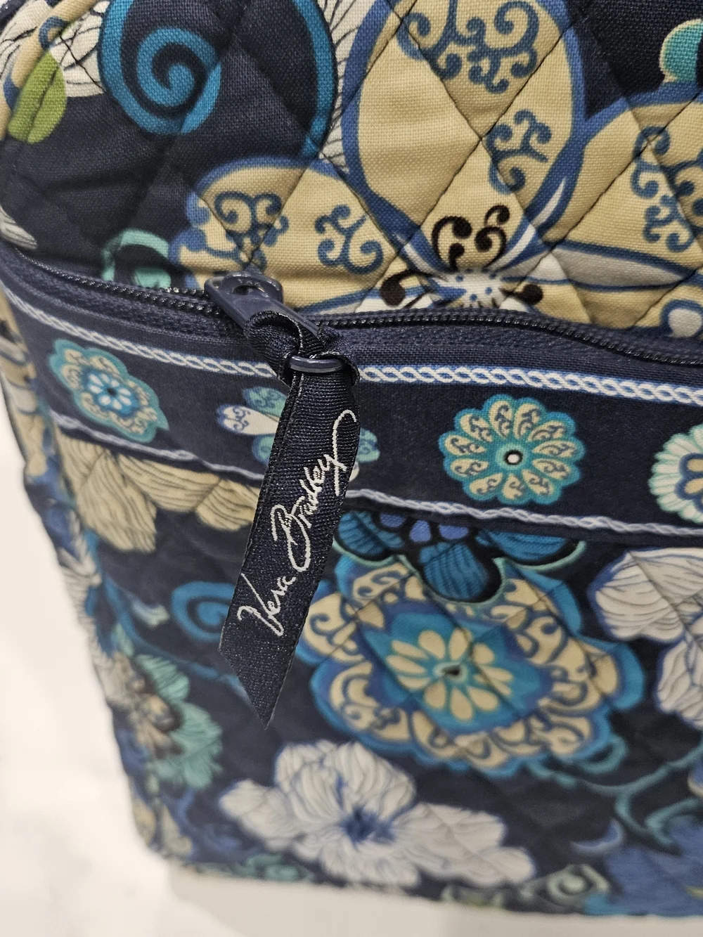 Vera Bradley Navy Small Floral Quilted  Tote